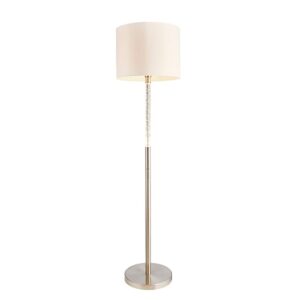 Andromeda White Fabric Floor Lamp In Satin Chrome