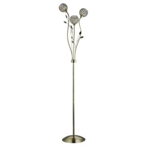 Bellis II 3 Lights Clear Glass Floor Lamp In Brass