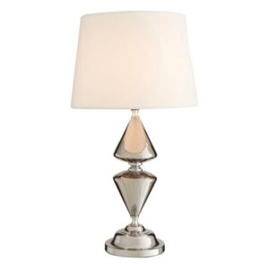 Honorus White Fabric Shade Table Lamp With Chrome Glass Base