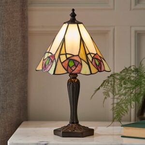 Ingram Tiffany Glass Table Lamp In Dark Bronze