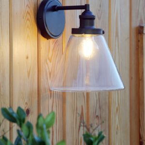 Laura Ashley LA3756191-Q Isaac Outdoor Wall Light In Charcoal Finish With Glass Shade IP44