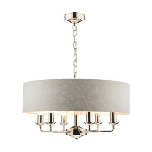 Laura Ashley Sorrento 6 Light Armed Fitting Ceiling Light in Polished Nickel with Silver Shade