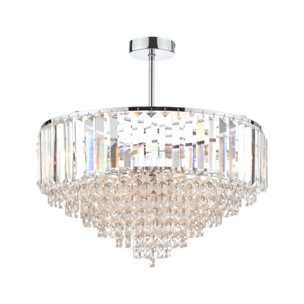 Laura Ashley Vienna 5 Light Semi Flush Ceiling Light In Polished Chrome With Crystal Glass