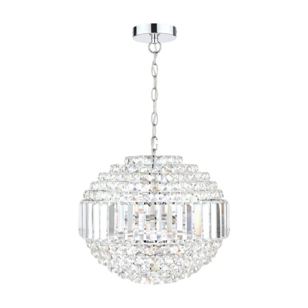 Laura Ashley Vienna Crystal 5 Light Orb Chandelier In Polished Chrome Finish