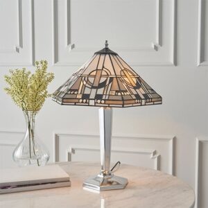 Metropolitan Tiffany Glass Table Lamp In Polished Aluminium