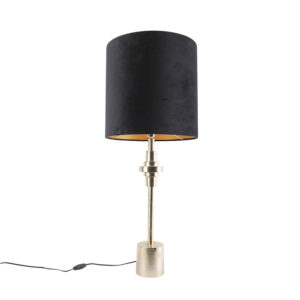 Art Deco table lamp gold velvet shade black 40 cm – Diverso