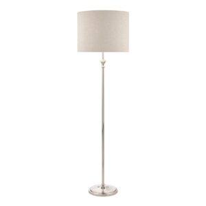 Laura Ashley Highgrove Floor Lamp In Polished Nickel With Natural Linen Shade