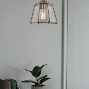 Laura Ashley LA3756154-Q Clayton Ceiling Pendant Light In Antique Brass Finish