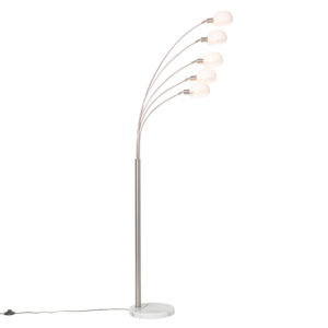 Design floor lamp steel with opal glass 5-light - Sixties Marmo