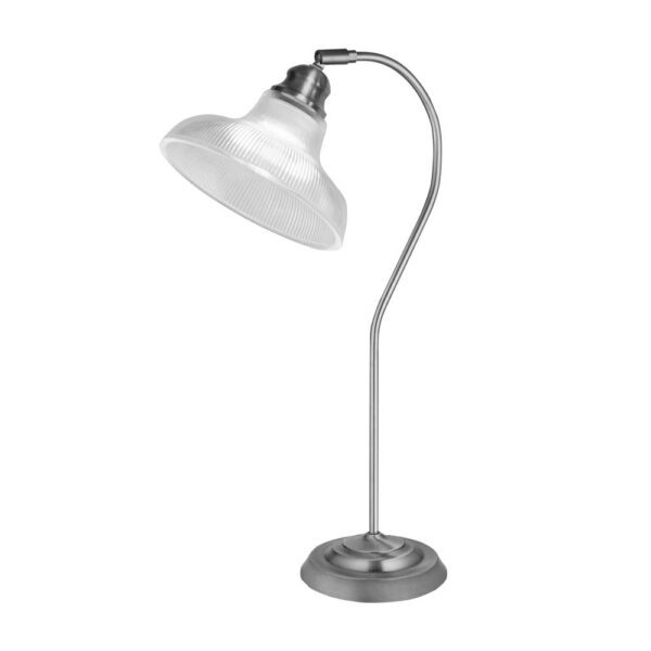 Bistro Glass Holphane Style Table Lamp In Satin Silver