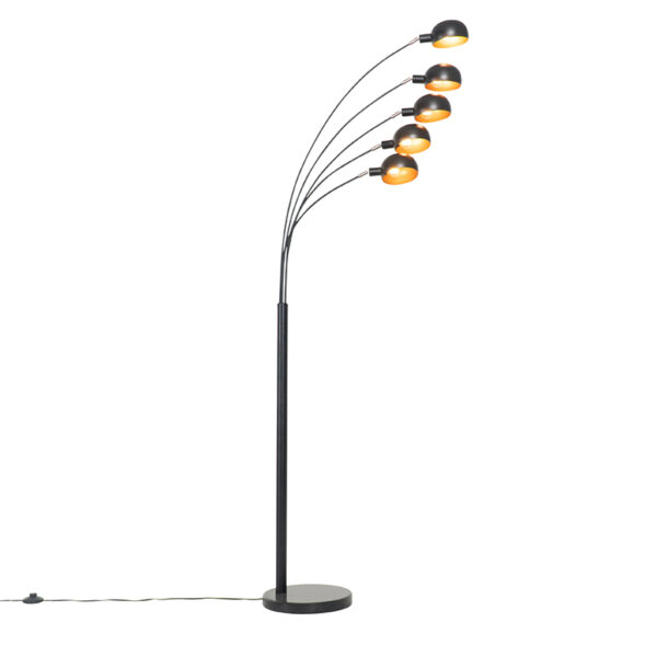 Design floor lamp black with gold 5 lights - Sixties Marmo