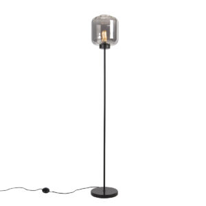 Smart floor lamp black with smoke glass incl. Wifi ST64 - Qara