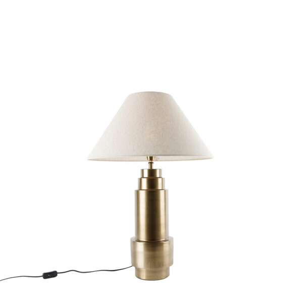 Table Lamp Bronze Fabric Shade Beige 55 cm - Bruut