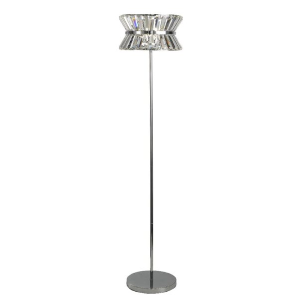 Uptown 3 Light Clear Crystal Floor Lamp In Chrome