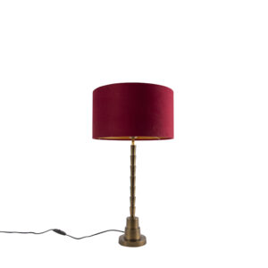 Art Deco table lamp bronze velor shade red 35 cm – Pisos