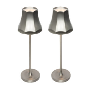 Set of 2 Retro Table Lamps Gunmetal Rechargeable IP44 – Granny