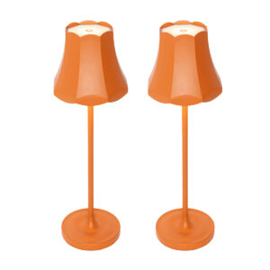 Set of 2 Retro Table Lamps Orange Rechargeable IP44 – Granny