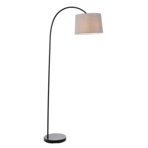 Carlson Light Grey Cotton Shade Floor Lamp In Matt Black