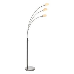 Jaspa 3 Lights White Glass Floor Lamp In Satin Nickel