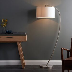 Josephine Vintage White Shade Floor Lamp In Bright Nickel