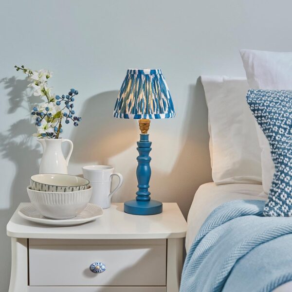 Laredo 16cm Shade Wood Table Lamp In Marlin Blue