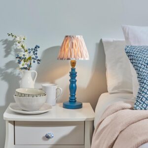 Laredo Neutral 16cm Shade Wood Table Lamp In Marlin Blue