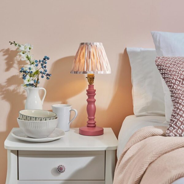 Laredo Neutral 16cm Shade Wood Table Lamp In Pink Clay