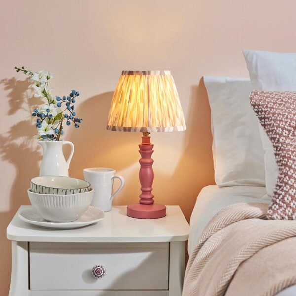 Laredo Neutral 20cm Shade Wood Table Lamp In Pink Clay