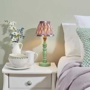 Laredo Pearl Grey 16cm Shade Wood Table Lamp In Cotswold Green