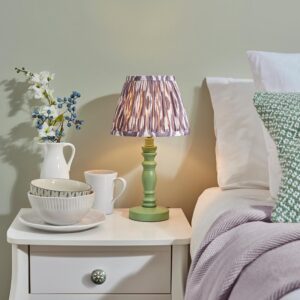 Laredo Pearl Grey 20cm Shade Wood Table Lamp In Cotswold Green