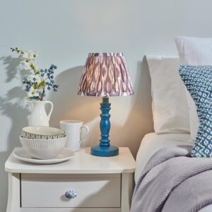 Laredo Pearl Grey 20cm Shade Wood Table Lamp In Marlin Blue