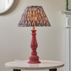 Laredo Pearl Grey 30cm Shade Resin Table Lamp In Pink Clay