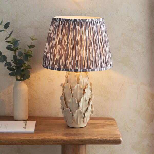 Laredo Pearl Grey 35cm Shade Ceramic Table Lamp In Ivory