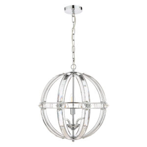 Laura Ashley Aidan 3 Light Polished Chrome And Glass Lantern Pendant Light