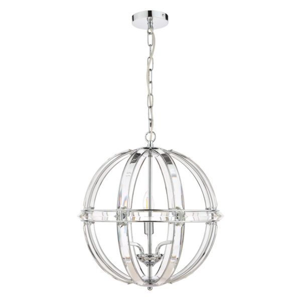 Laura Ashley Aidan 3 Light Polished Chrome And Glass Lantern Pendant Light