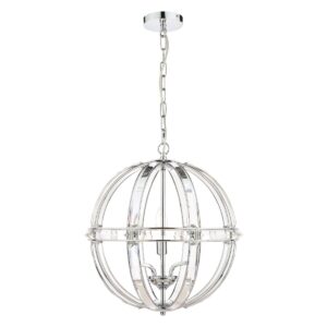 Laura Ashley Aidan Glass Globe 5 Light Chandelier In Polished Chrome Finish