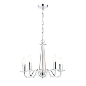 Laura Ashley Blake Crystal Glass 5 Light Chandelier In Polished Chrome Finish