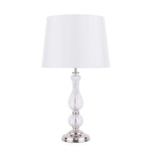 Laura Ashley Bradshaw Ribbed Glass Table Lamp In Polished Nickel With Silk Shade LA3756202-Q