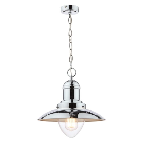 Laura Ashley Corbridge1 Light Fisherman Nautical Ceiling Pendant Light in Polished Chrome