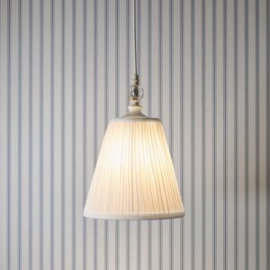 Laura Ashley Ellis Ceiling Pendant Light In Satin Cream With Ivory Shade LA3756389-Q