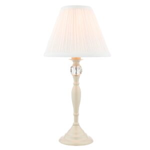 Laura Ashley Ellis Satin Cream Spindle Table Lamp with Ivory Shade