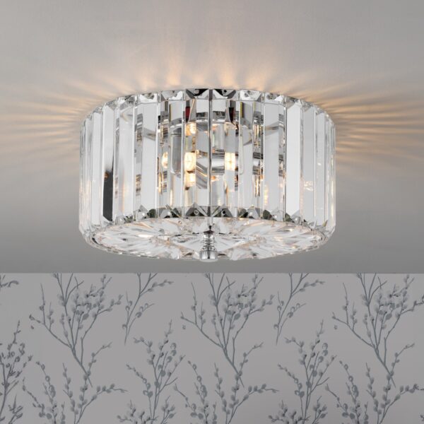 Laura Ashley Fernhurst 3 Light Crystal Flush Ceiling Light In Polished Chrome 25cm