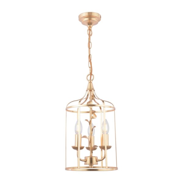 Laura Ashley Halton 3 Light Ceiling Pendant Light In Distressed Gold Leaf