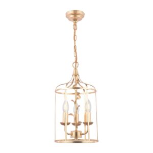 Laura Ashley Halton 3 Light Ceiling Pendant Light In Distressed Gold Leaf