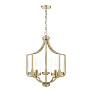 Laura Ashley Joseph 5 Light Chandelier in Antique Brass Finish