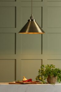 Laura Ashley LA3756151-Q Rufus 1 Light Ceiling Pendant Light In Antique Brass Finish