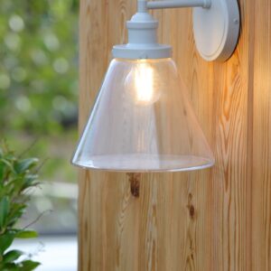 Laura Ashley LA3756192-Q Isaac Outdoor Wall Light In Pale Slate Grey Finish With Glass Shade IP44