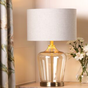 Laura Ashley Ockley Champagne Glass Table Lamp With Natural Linen Shade