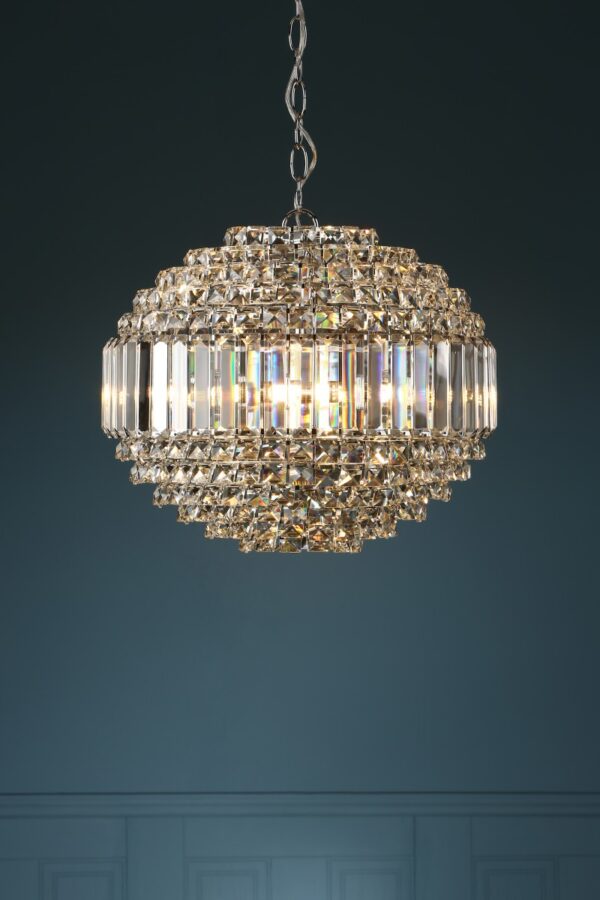 Laura Ashley Vienna Crystal 5 Light Orb Chandelier In Polished Chrome Finish