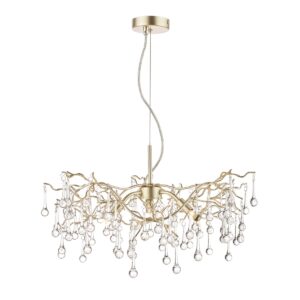 Laura Ashley Willow 3 Light Crystal Ceiling Pendant Light In Satin Champagne Finish